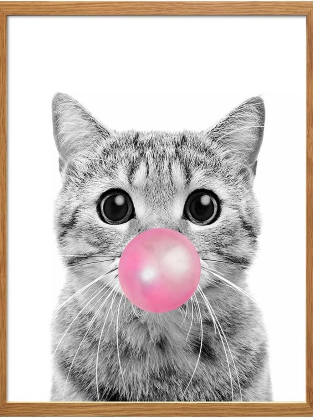 Framed 11x14 Tabby Cat Wall Art - Cute Nursery Decor for Girls & Kids Room